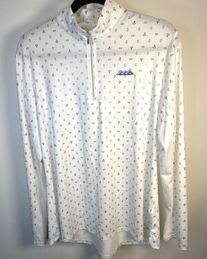 SanSoleil White Blue Print 1/4 Zip Top Golf  Womens XL Performance SPF 50